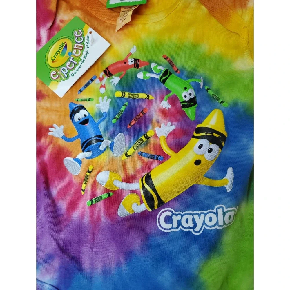 VTG Y2K Crayola Crayons Tie Dye Baby One Piece Outfit‎ Nwt